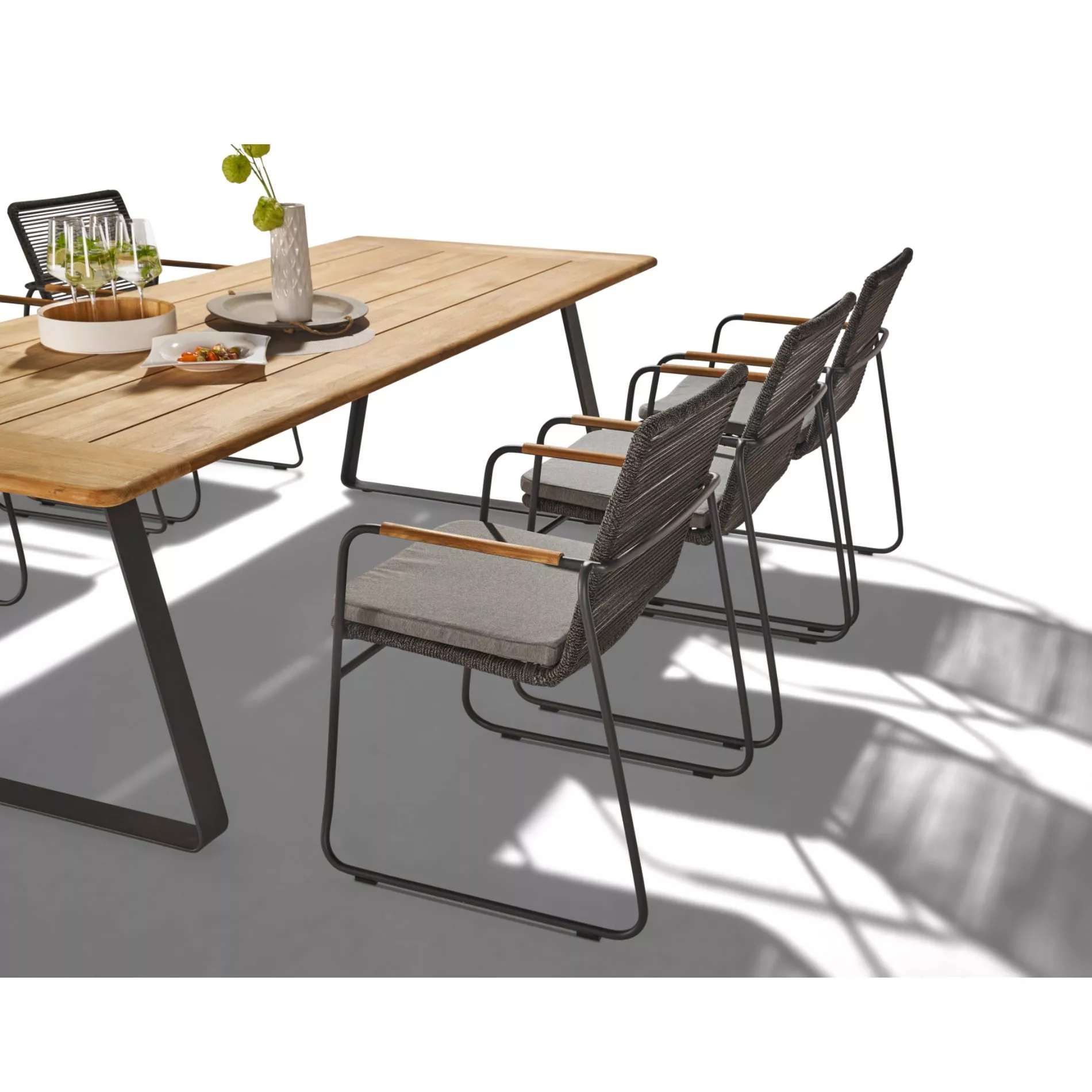 CASA DOMA Trapani Gartentisch Stahl/Teak 240×100 cm – Bild 3