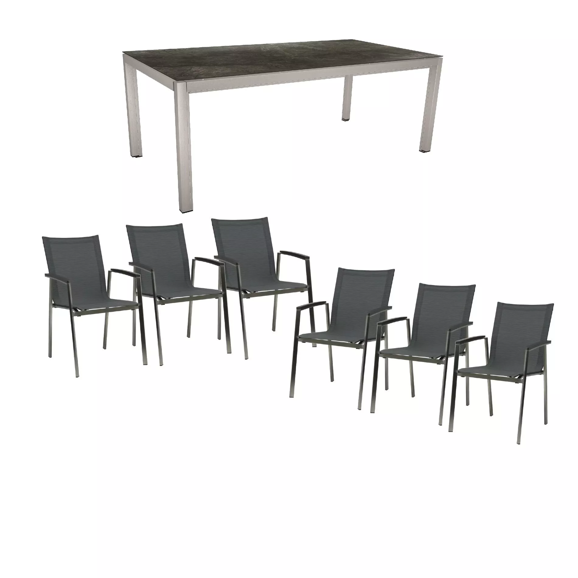 Stern Gartenmöbel-Set mit Stuhl New Top und Tisch Classic Edelstahl/HPL 200×100 cm, 7-teilig – Bild 2